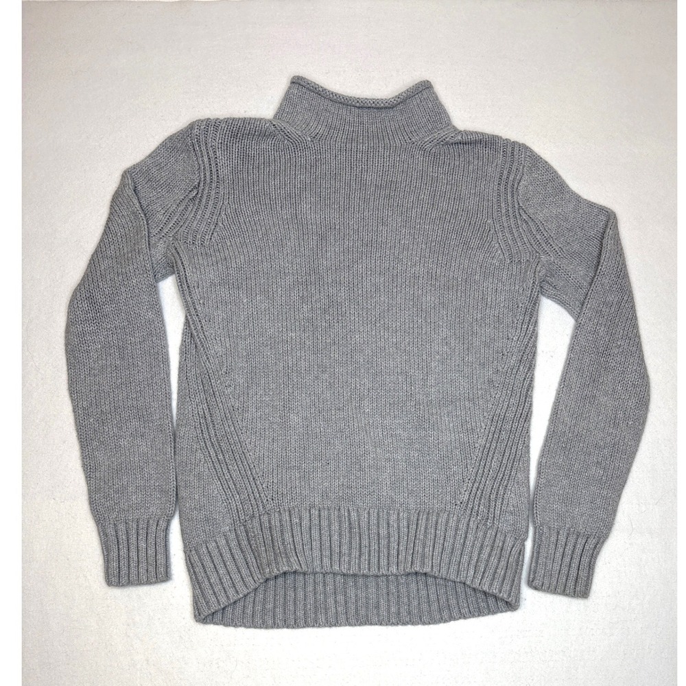 J.Crew Women Sweater Mock Neck Ribbed Cotton Knit Small Gray
